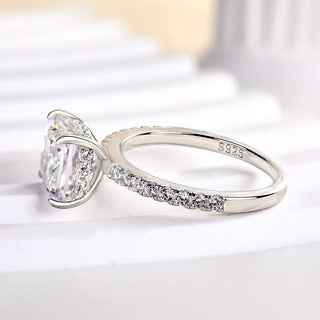 2.0CT Princess Cut Hidden Halo Pave Diamond Moissanite Engagement Ring in 925 Sterling Silver