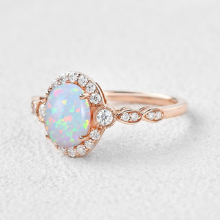 1.50 CT Oval Opal October Birthstone Vintage Ring in 925 Sterling Silver