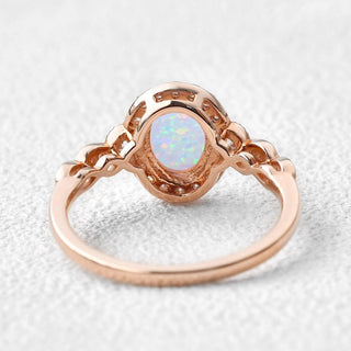 1.50 CT Oval Opal October Birthstone Vintage Ring in 925 Sterling Silver