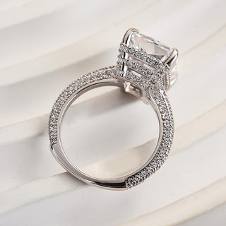 7.0CT Radiant Cut Hidden Halo Pave Diamond Moissanite Engagement Ring