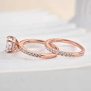 2.0CT Cushion Moissanite Diamond Hidden Halo Pave Engagement Ring With Wedding Band | Bridal ring Set