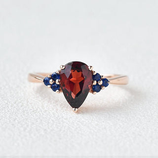 1.50 CT Pear Garnet January Birthstone Cluster Ring in 925 Sterling Silver