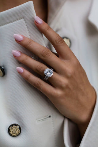 2.70 CT Cushion Moissanite Halo & Pave Diamond Ring in 925 Sterling Sliver- The 'Felicia' Ring