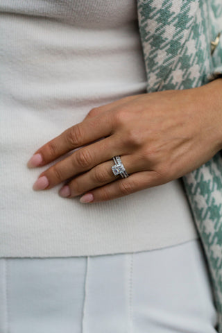 2.50 CT Radiant Moissanite Pave Diamond Ring in 925 Sterling Silver- The ‘Karla’ Ring