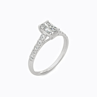 1.0 CT Radiant Moissanite Pave Diamond Ring in 925 Sterling Silver- The ‘Brooks’ Ring