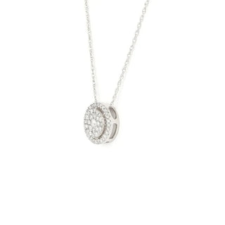 1.08 TCW Round Moissanite Halo Diamond Necklace in 925 Sterling Silver- The ‘Jocelyn’ Necklace