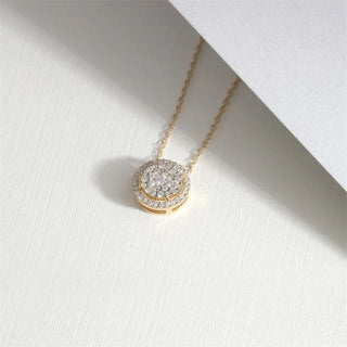 1.08 TCW Round Moissanite Halo Diamond Necklace in 925 Sterling Silver- The ‘Jocelyn’ Necklace