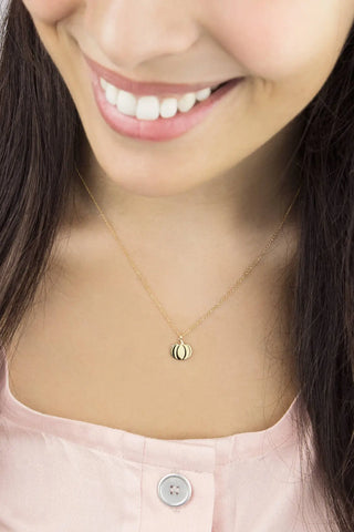 Minimalist Engraved Pumpkin Necklace in 925 Sterling Silver