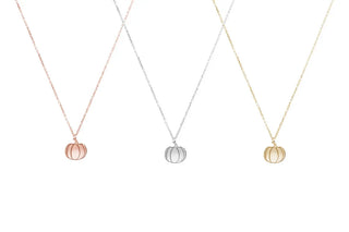 Minimalist Engraved Pumpkin Necklace in 925 Sterling Silver