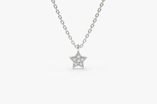 0.06CT Round Cut Tiny Star Moissanite Diamond Necklace In 925 Sterling Silver