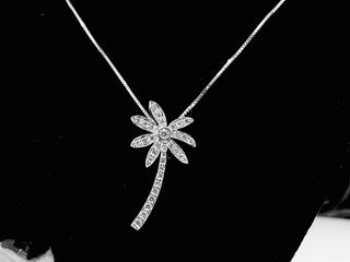 0.40CT Round Cut Palm Tree Moissanite Diamond Necklace In 925 Sterling Silver