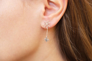 Unique Spider & Spider Web Earrings in 925 Sterling Silver