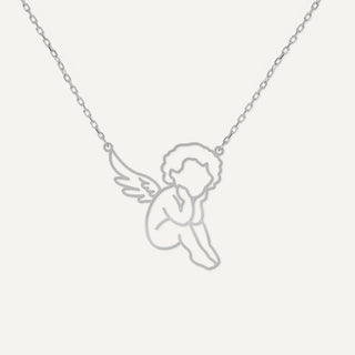 Minimal Guardian Baby Angel Wings Necklace In 925 Sterling Silver