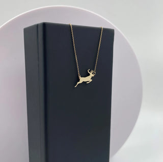 Minimal Running Deer Animal Necklace In 925 Sterling Silver