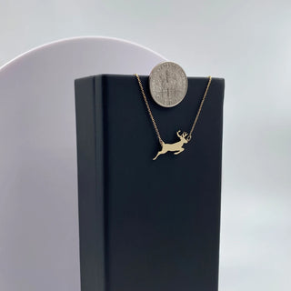 Minimal Running Deer Animal Necklace In 925 Sterling Silver