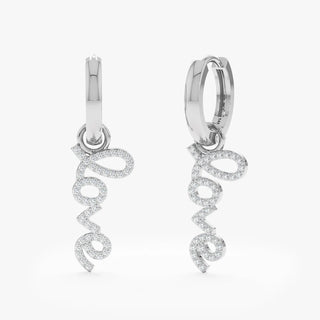 0.23 CT Round Cut Love Pave Hoops Moissanite Diamond Earrings in 925 Sterling Silver