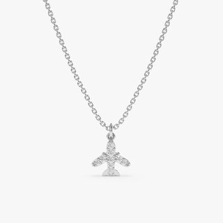 0.05 TCW Minimalist Round Mini Airplane Moissanite Diamond Necklace in 925 Sterling Silver