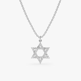 0.11CT Round Cut Star of David Moissanite Diamond Necklace In 925 Sterling Silver