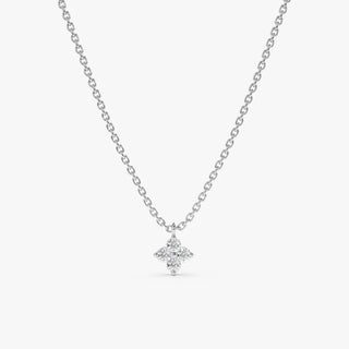 0.12 TCW Round Small Clover Moissanite Diamond Necklace in 925 Sterling Silver