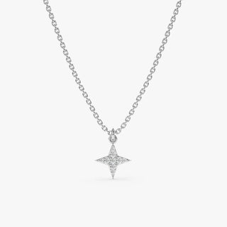 0.07 TCW Round Mini North Star Moissanite Diamond Necklace in 925 Sterling Silver