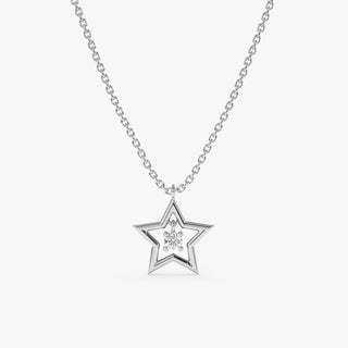 0.05CT Round Cut Charm Star Moissanite Diamond Necklace In 925 Sterling Silver