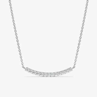 0.04 TCW Round Cut Curved Bar Moissanite Diamond Necklace in 925 Sterling Silver