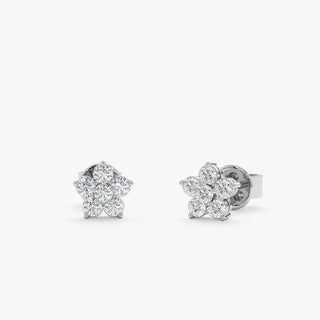 0.36 CT Round Flower Stud Moissanite Diamond Earrings in 925 Sterling Silver