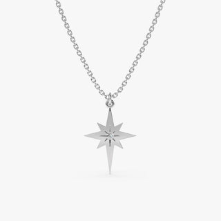 0.01 TCW Round Cut North Star Moissanite Diamond Necklace in 925 Sterling Silver