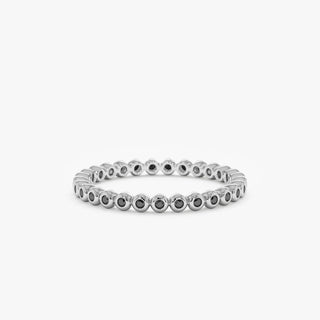 0.20TCW Black Round Bezel Eternity Moissanite Diamond Wedding Band in 925 Sterling Silver