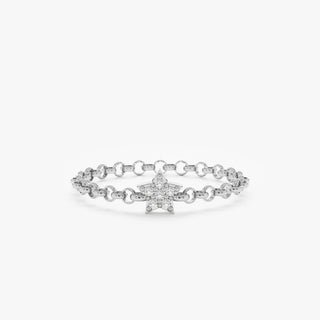 0.02TCW Round Star Chain Moissanite Diamond Wedding Band in 925 Sterling Silver