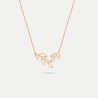 Minimalist Olive Branch Leaf Necklace In 925 Sterling Silver