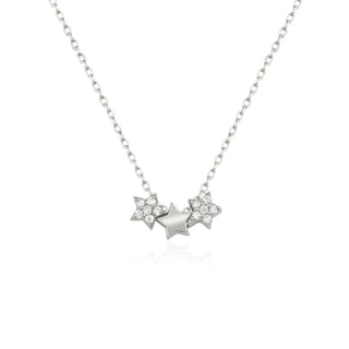 0.06CT Round Cut 3 Star Moissanite Diamond Necklace In 925 Sterling Silver