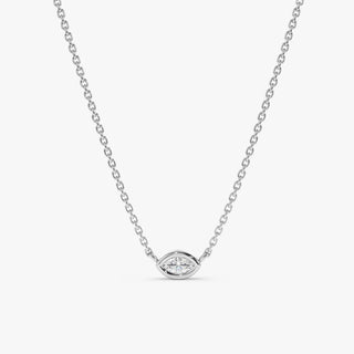 0.08 TCW Marquise Cut Bezel Moissanite Diamond Necklace in 925 Sterling Silver