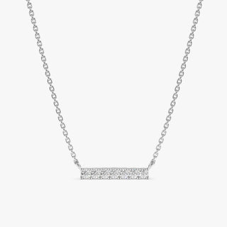 0.15 TCW Unique Round Line Bar Moissanite Diamond Necklace in 925 Sterling Silver