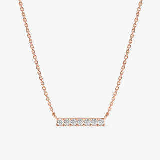 0.15 TCW Unique Round Line Bar Moissanite Diamond Necklace in 925 Sterling Silver