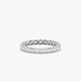 0.31TCW Cushion Bezel Eternity Moissanite Diamond Wedding Band in 925 Sterling Silver