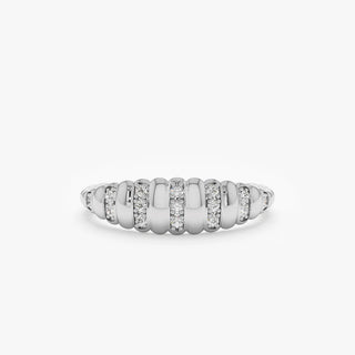 0.12 TCW Round Cut Croissant Shape Moissanite Diamond Wedding Band in 925 Sterling Silver