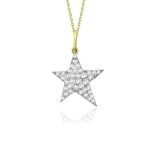 0.12CT Round Cut Elongated Pave Star Moissanite Diamond Necklace In 925 Sterling Silver