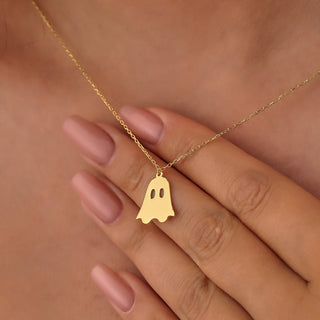 Minimalist Happy Ghost Necklace in 925 Sterling Silver