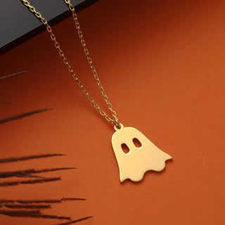 Minimalist Happy Ghost Necklace in 925 Sterling Silver