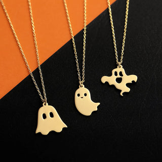 Minimalist Happy Ghost Necklace in 925 Sterling Silver