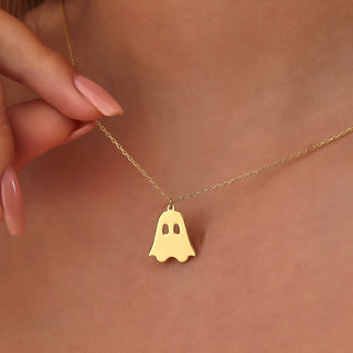 Minimalist Happy Ghost Necklace in 925 Sterling Silver