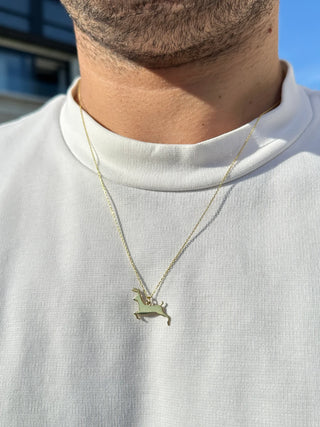 Minimalist Christmas Deer Pendant Animal Necklace In 925 Sterling Silver