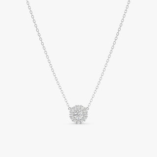 0.20TCW Round Halo Moissanite Diamond Necklace in 925 Sterling Silver