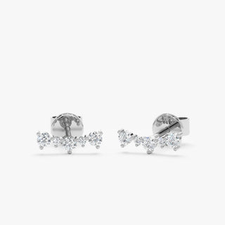 0.21 CT Round Cut Alternating Size Stud Moissanite Diamond Earrings in 925 Sterling Silver