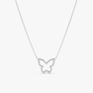 0.07 TCW Round Cut Butterfly Moissanite Diamond Necklace in 925 Sterling Silver