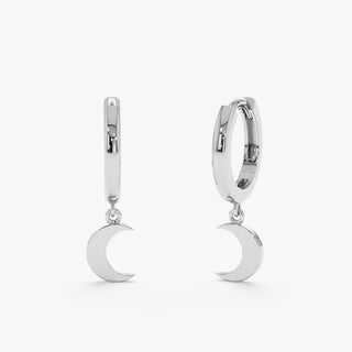 Minimalist Crescent Plain Moon Hoops Earrings in 925 Sterling Silver