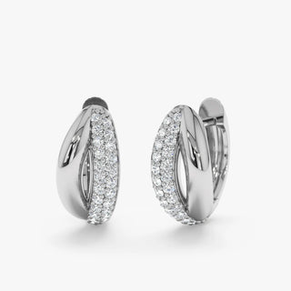 0.16 CT Round Cut Unique Hoops Moissanite Diamond Earrings in 925 Sterling Silver