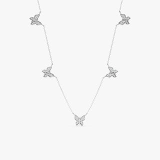 0.24 TCW Round Butterfly Station Moissanite Diamond Necklace in 925 Sterling Silver