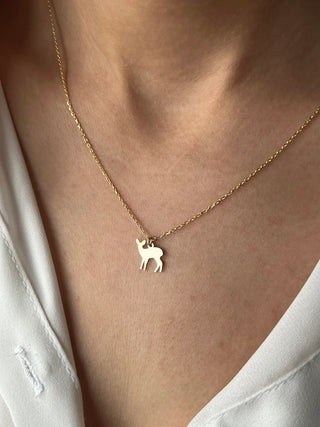 Minimalist Deer Pendant Doe Necklace In 925 Sterling Silver